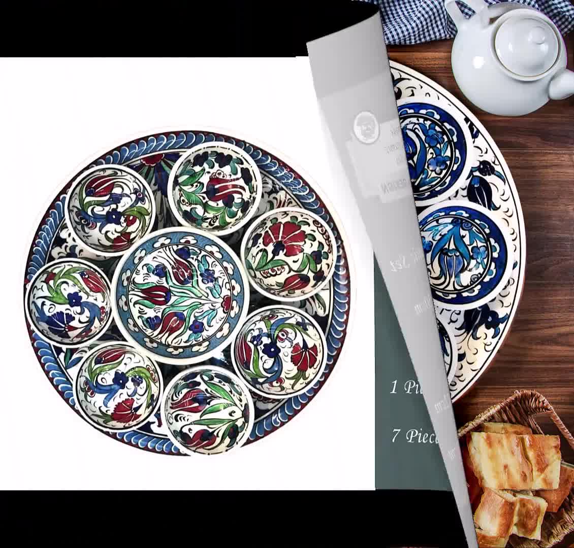 Ensemble de 8 bols et plateaux en céramique Petit-déjeuner Vaisselle Nuts  Snack Tapas Serving Pottery Cadeau en céramique de carreaux de cuisine  décoratifs faits à la main -  France