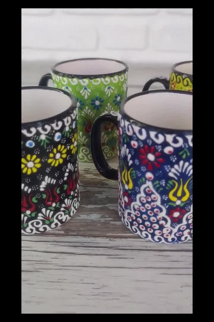 Tasse à café en céramique turque Tasse à espresso faite à la main Tasse à  soupe de thé au café turc grande poignée Cadeau unique en céramique  décoratif peint à la main 
