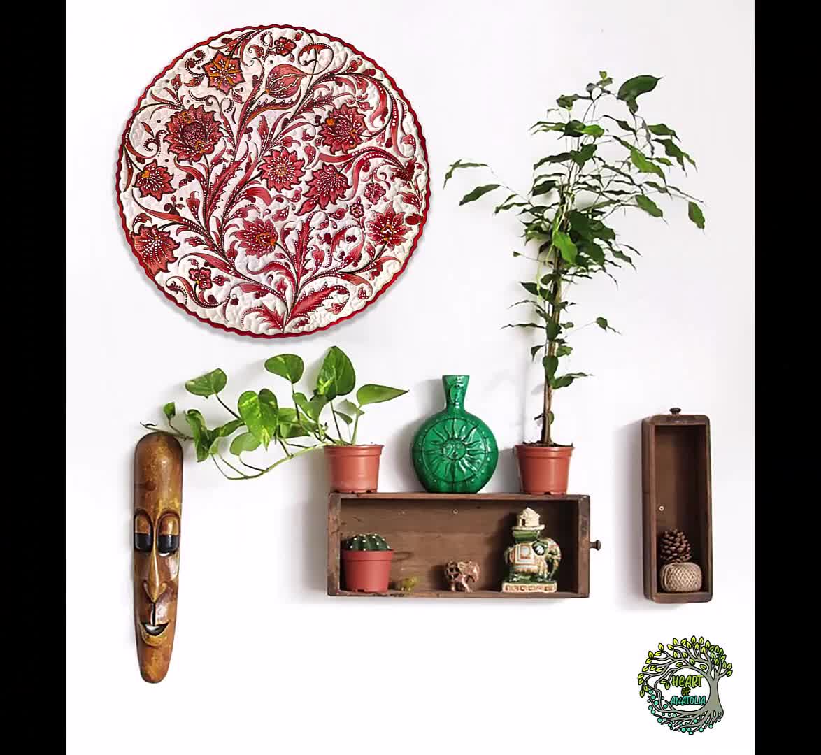 15.7'' Handmade Ceramic Wall Entryway Plate Turkish Boho 15.7'' Handmade Ceramic Wall Entryway Plate Turkish Boho
