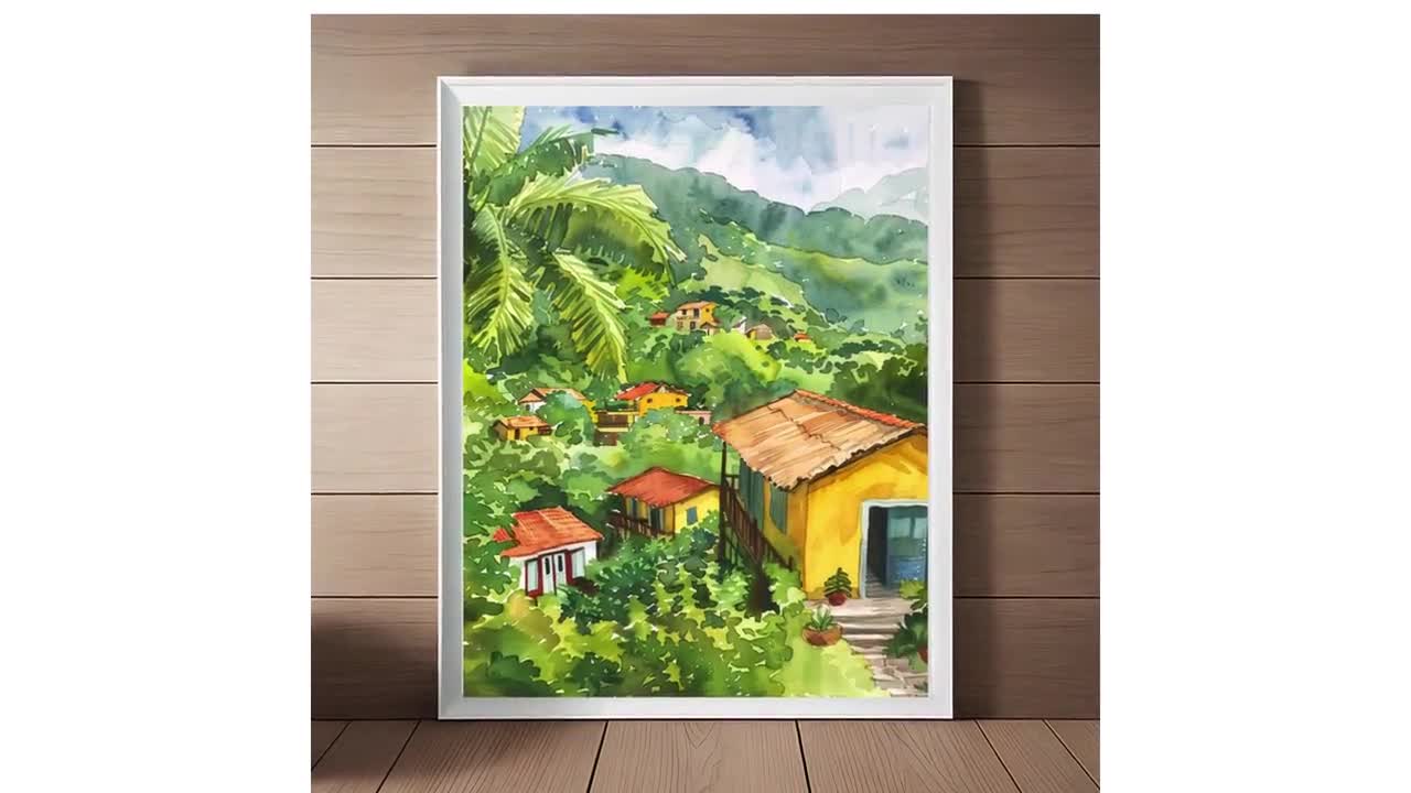 Honduras Watercolor Art Print, Central American Painting, Colorful