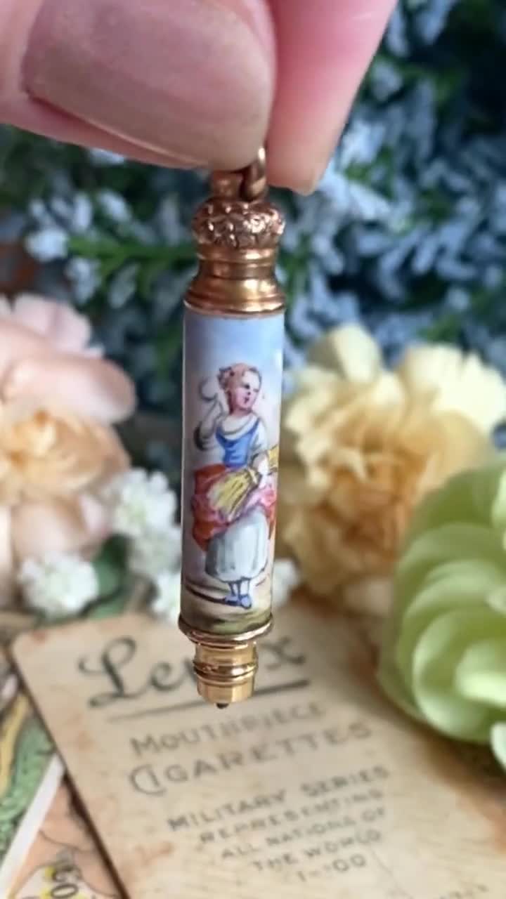 Rare Victorian Telescopic Pencil, FAIRCHILD, Gold Enamel Swiss