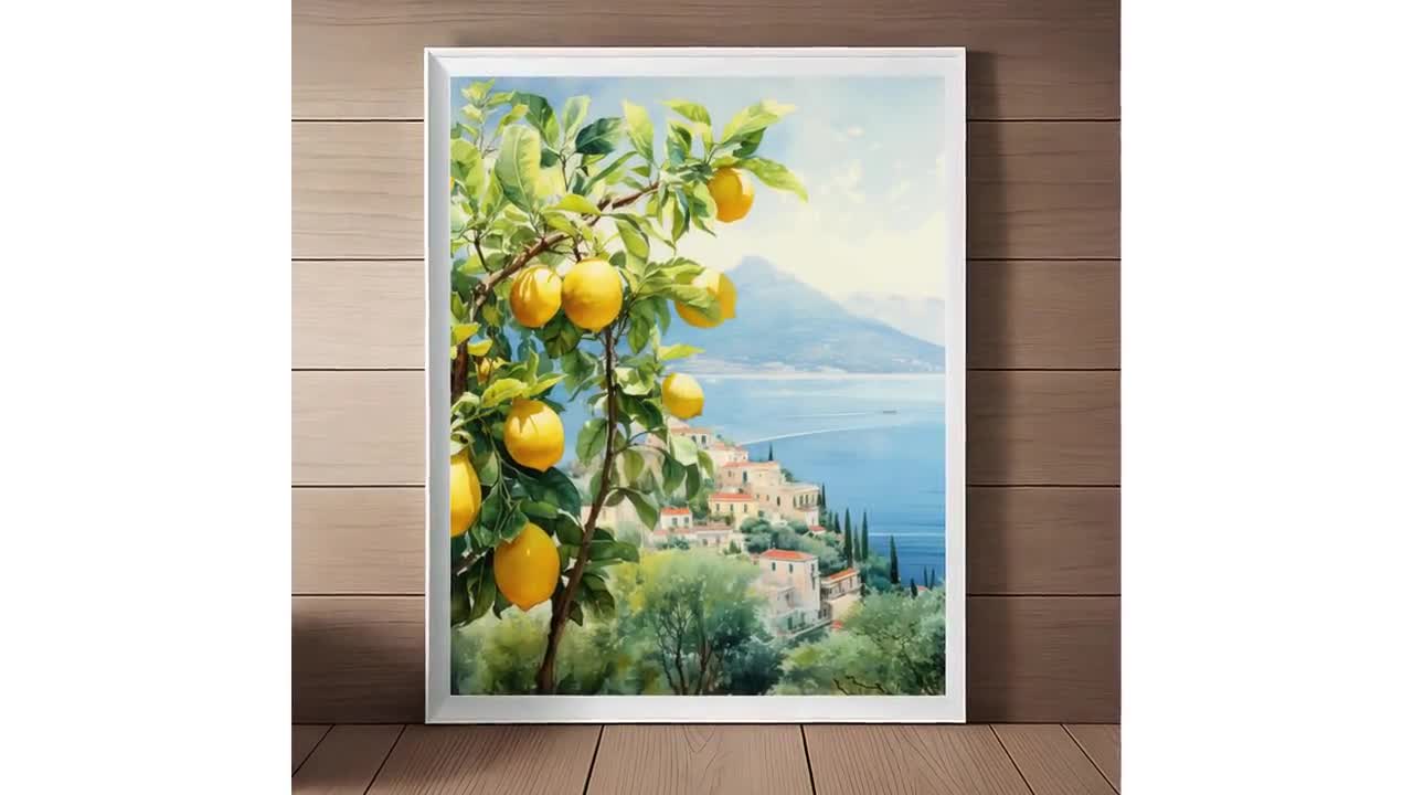 Amalfi Coast Lemon Tree Print Watercolor Italian Lemons Kitchen Art Lemon  Tree Wall Art Italy Travel Art Positano Wall Decor Housewarming