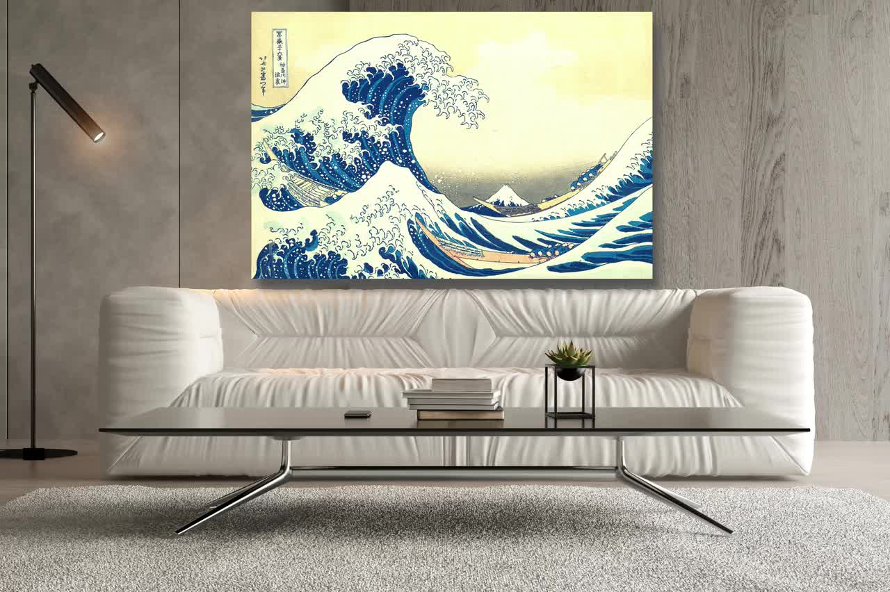 The Great Wave off Kanagawa Acrylic Glass Art, Japanese Home Decor