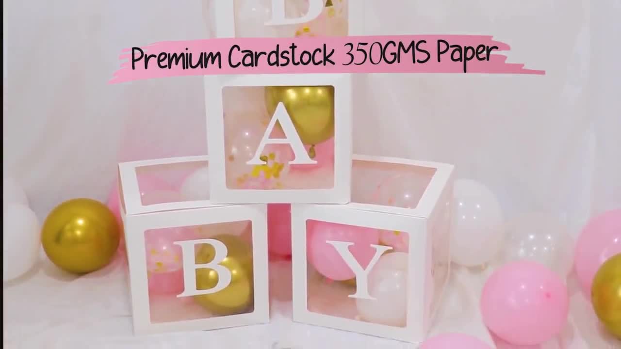 Kit de 82 piezas de decoración de baby shower para niño, caja de globos de  bloque transparente gigante para bebé, incluye bebé, letras del alfabeto