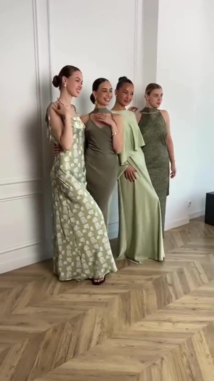 princess polly baby blue dress Mismatch green bridesmaid dress Sage green dress Wedding guest dress semi  formal Midi formal gown Satin dresses Coctail party outfit