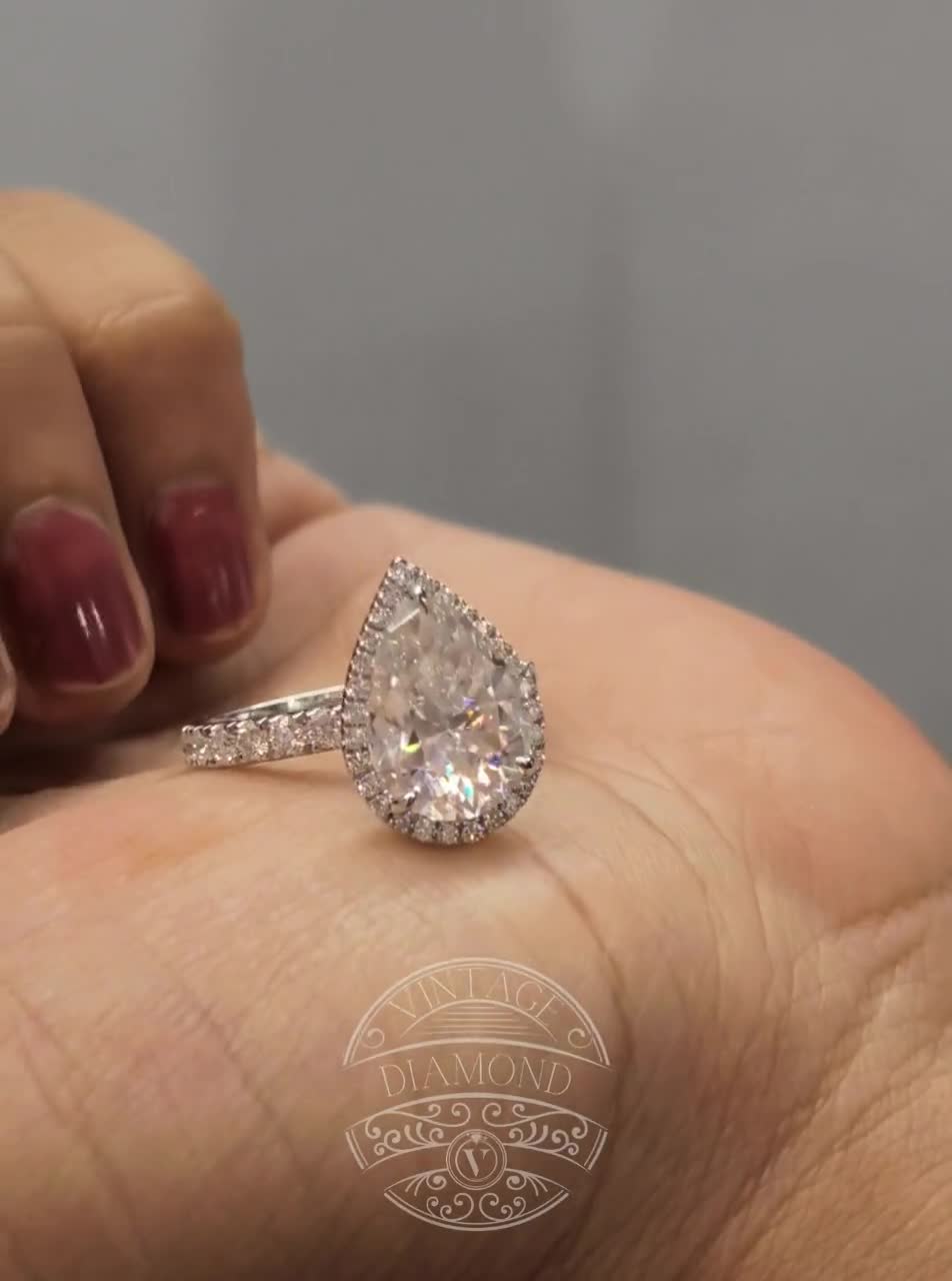 Anelli di fidanzamento a goccia in argento sterling 925 da 2 CT