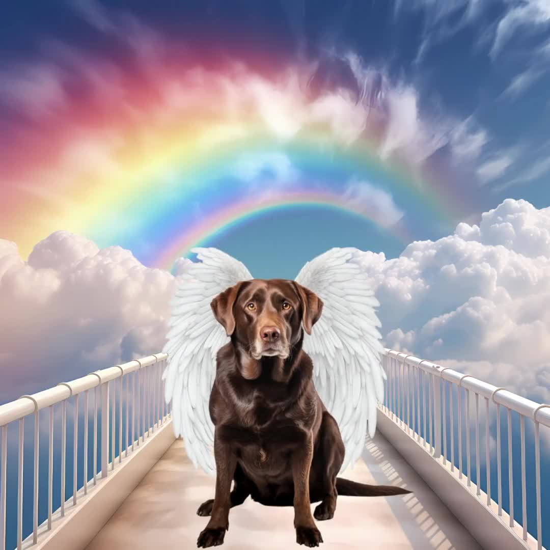 Rainbow White Bridge Clouds Angel Wings Pet Loss Memorial
