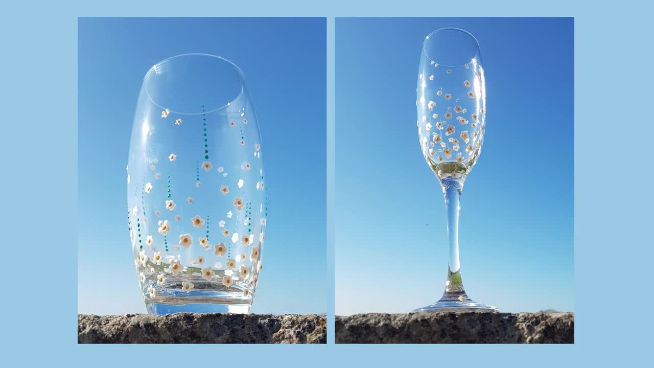 Stemless Painted Daisy Wine Glass  Painted Daisy Wine Glasses – Jersey Art  Glass