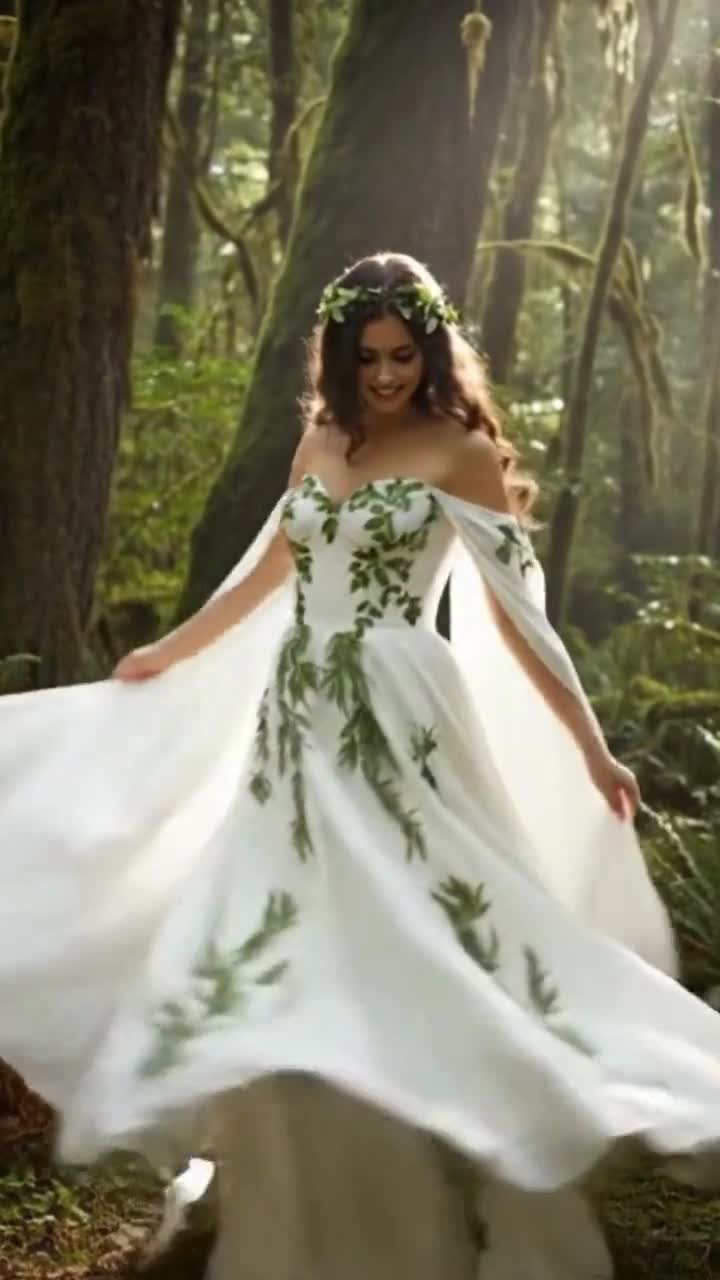 Dresden Large Leaf Trinket ドレスデン葉型器 (大） Heart of Eden Green Leaf Wedding Dress – Boho Botanical Bridal