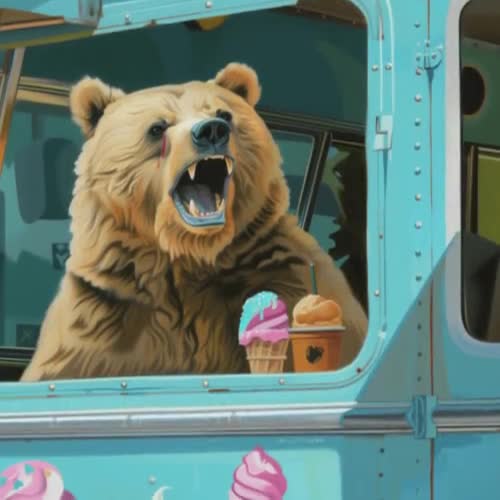 Funny Bear Ice Cream Print: Whimsical Animal Wall Art - Etsy