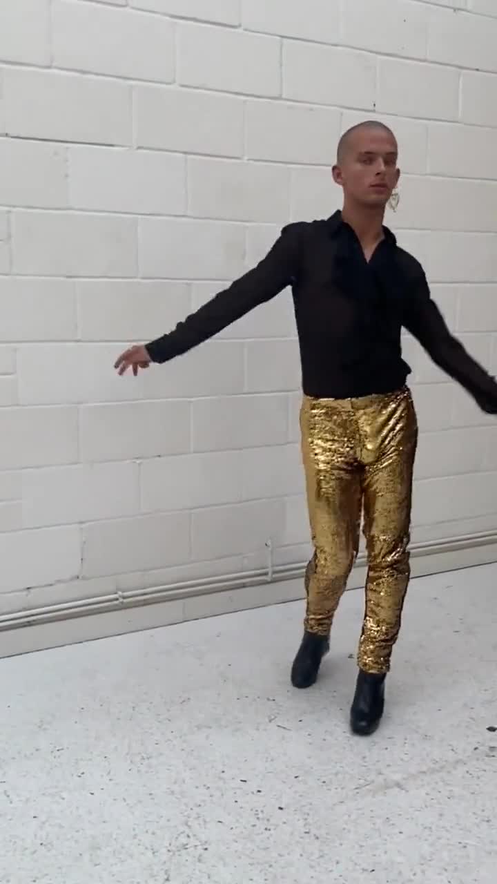 Buy ZEROYAA Mens Night Club Metallic Gold Suit Pants/Straight Leg Trousers  28/Tag Asian M Gold at Amazon.in