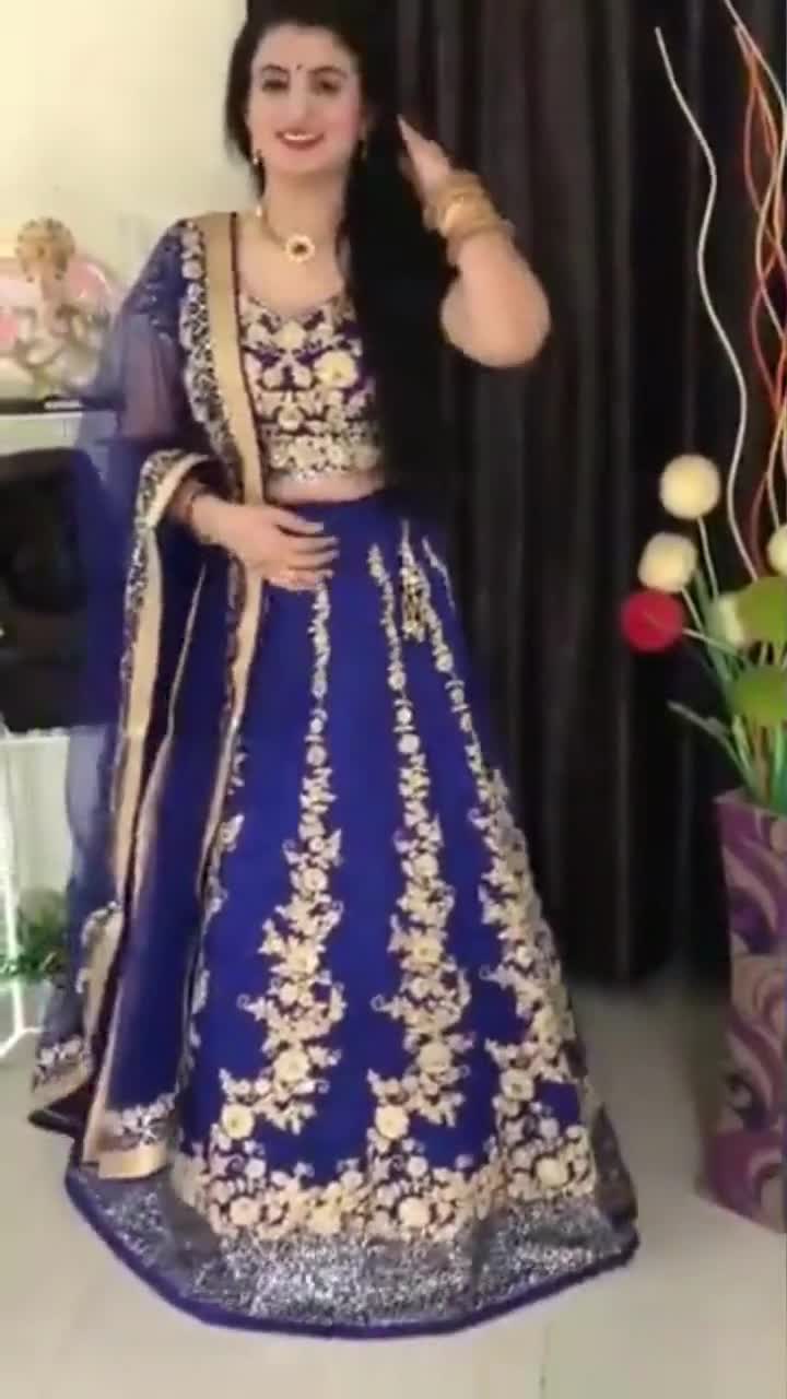 Navy Blue Bandhani Semi-Stitched Lehenga in Georgette – Khatri Jamnadas  Bechardas