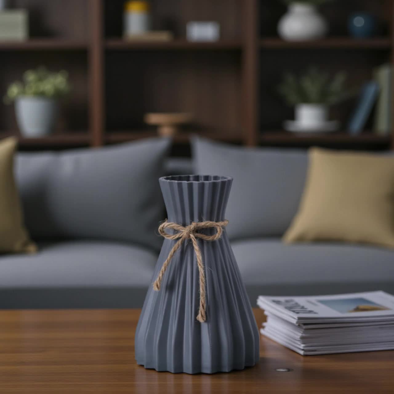 Twine Vase, Modern Plastic With Rope, Minimalist Home Decor