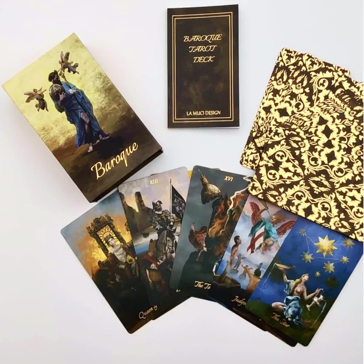 Baroque Tarot Card Deck with Guidebook, Gold Foil Tarot Deck, Unique Tarot  Card Deck for Beginners, Beautiful Tarot Decks, Gold Tarot Deck