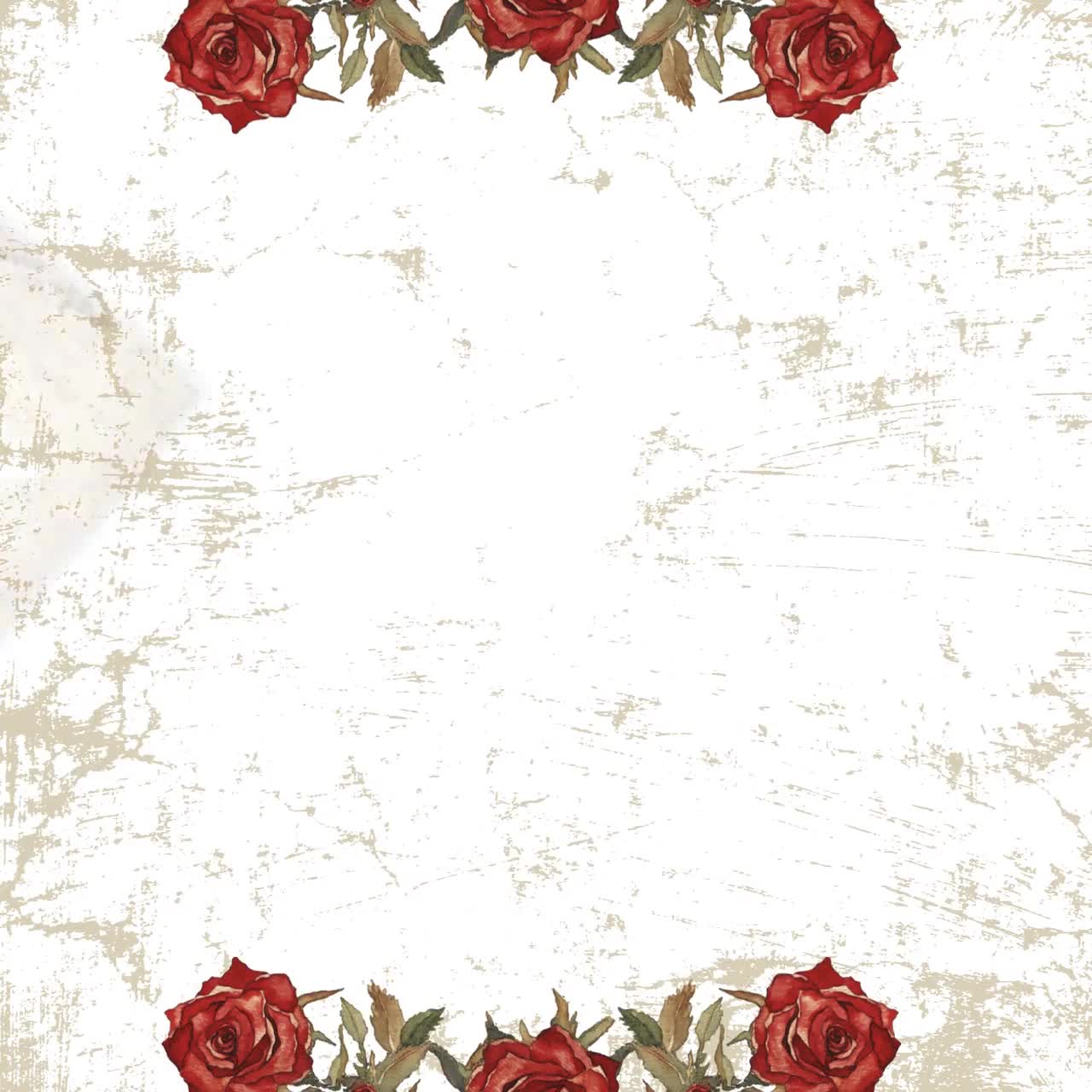 ヴィンテージの赤いバラ、ダブルジャンクジャーナルのデジタルページ