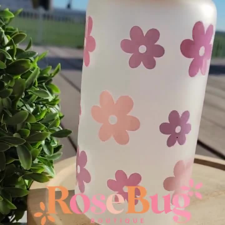 Funny Mama Mommy Mom Bruh Frosted Glass Can Cup With Lid & Straw, Retro  Pink/purple Daisy Design,perfect Gift for Mother's Day and Birthdays 