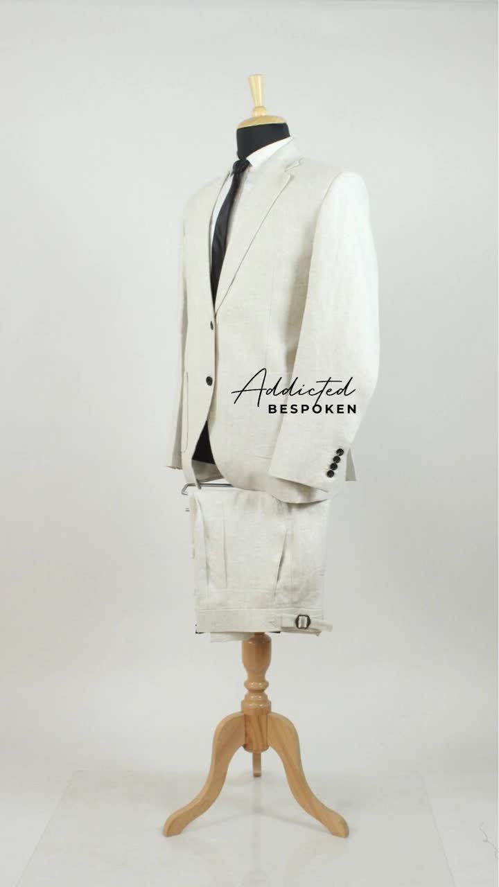 Women's 2PC Vest Pant Suit Designer Ivory High Waist Gurkha