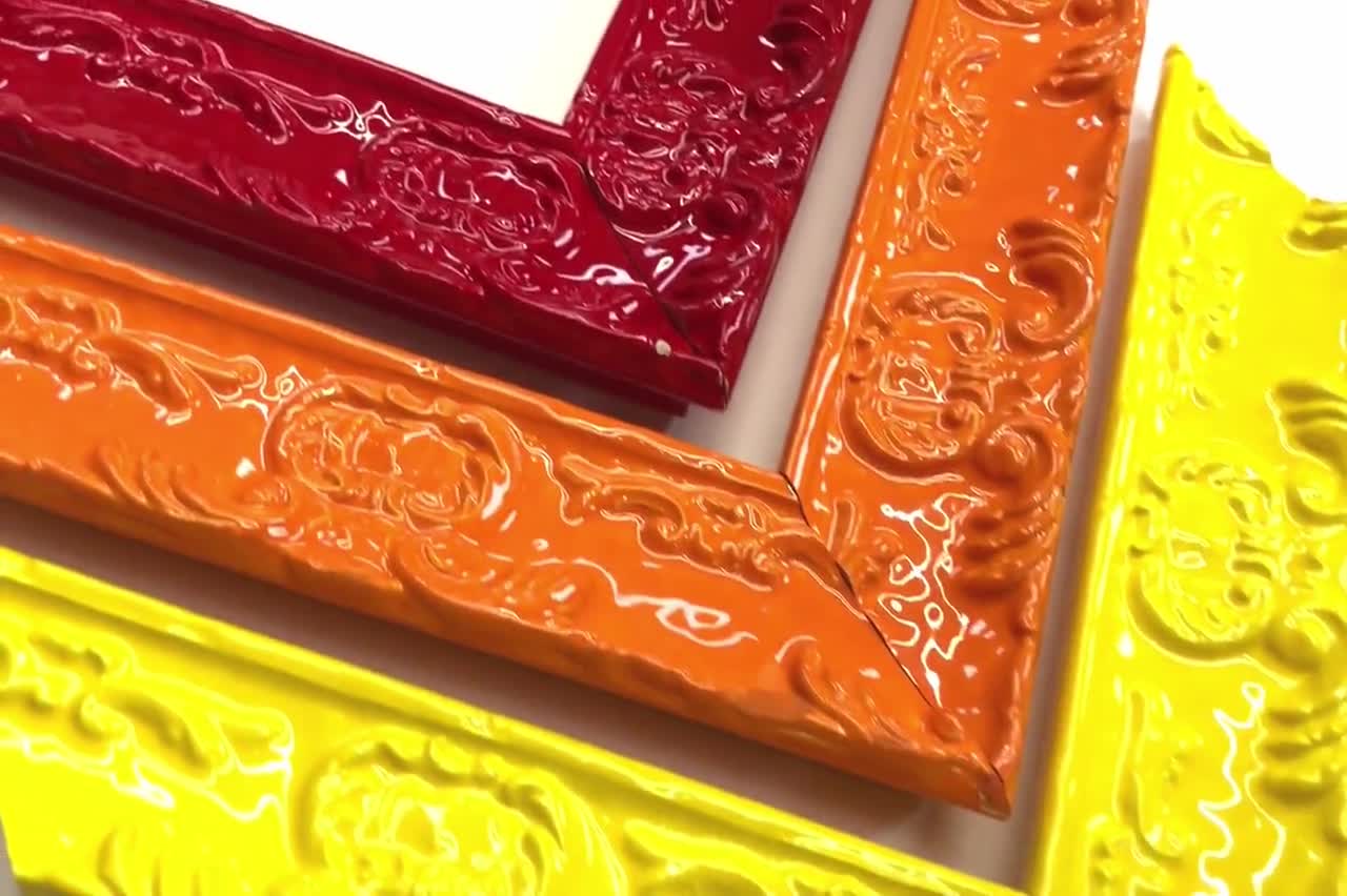 Victorian Glossy Picture Frames Lacquer Ornate Funky Aqua
