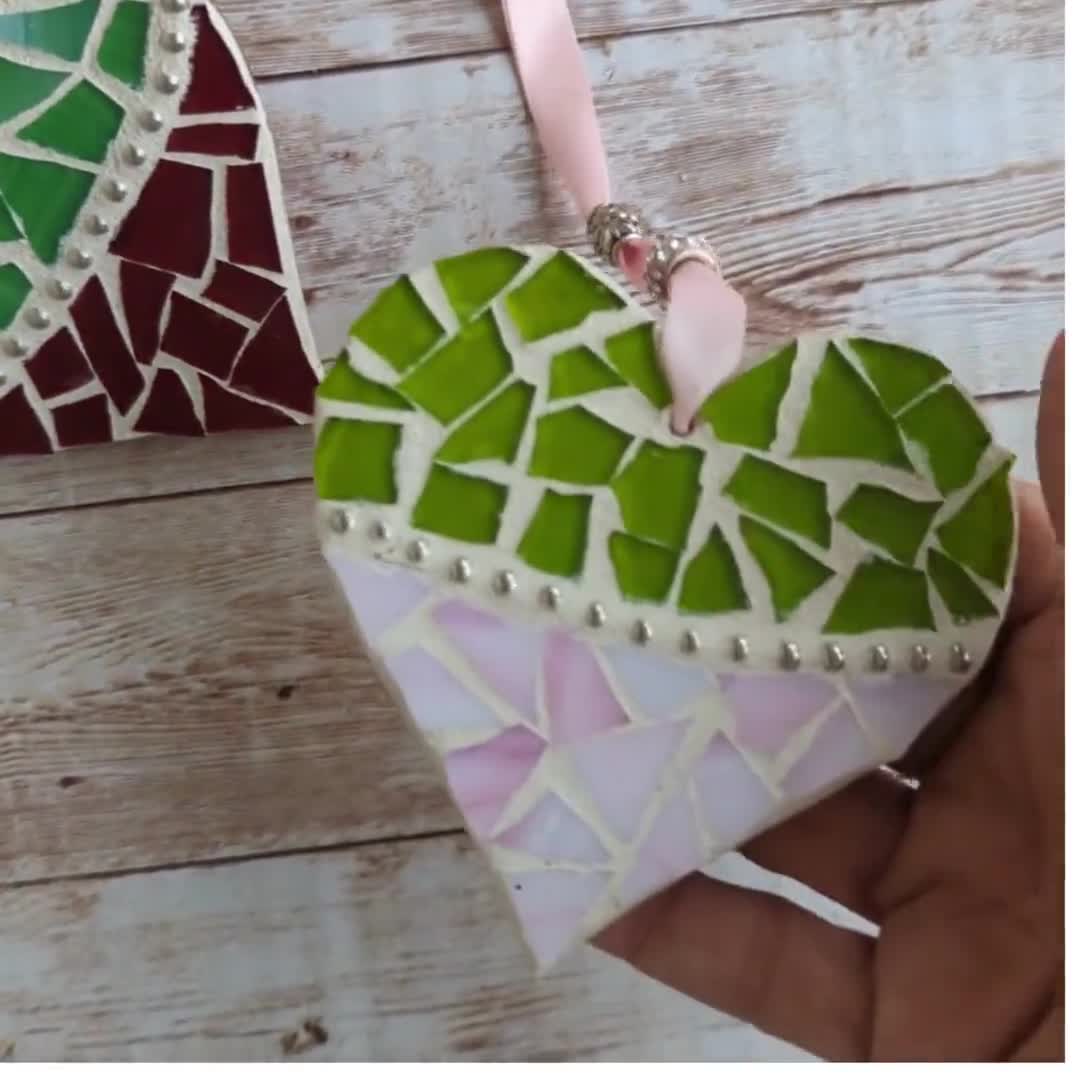 Mosaic Heart Kit, DIY stained glass crafts, Crafting gifts for Adults, Christmas Heart Ornaments video poster