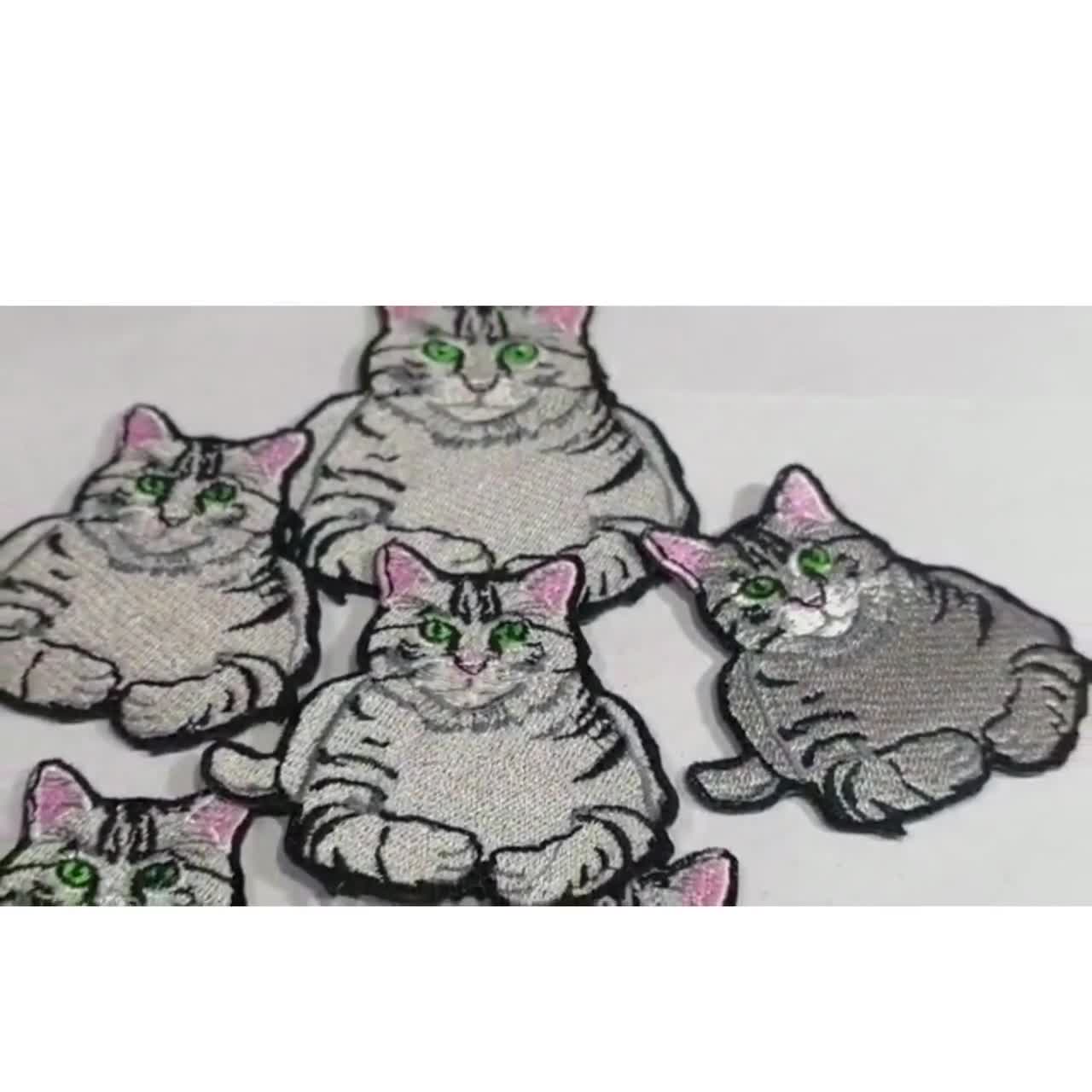 Patch Ricamata Gatto Tabby Da Stirare O Cucire, 8.4x9.3 Cm, Ricamo Viso Di Animali