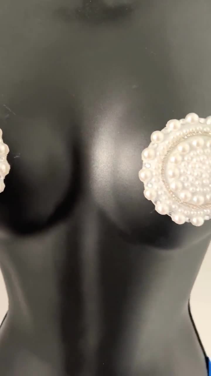 The QUEEN - Pearl and Rhinestone Nipple Pasty, Covers (2pcs) for Burle –  Appeeling