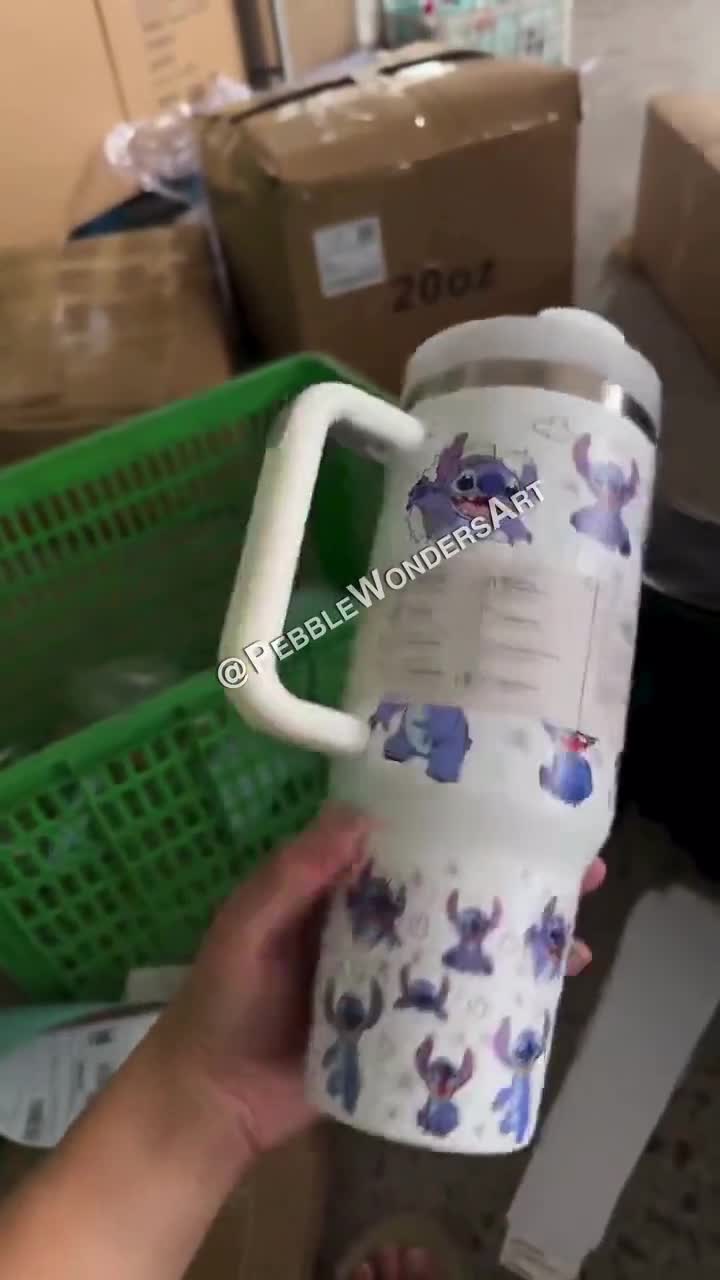 40oz Stitch Tumbler Cup Travel Mug Portable Coffee Cup Engraved Name Student Gift video poster