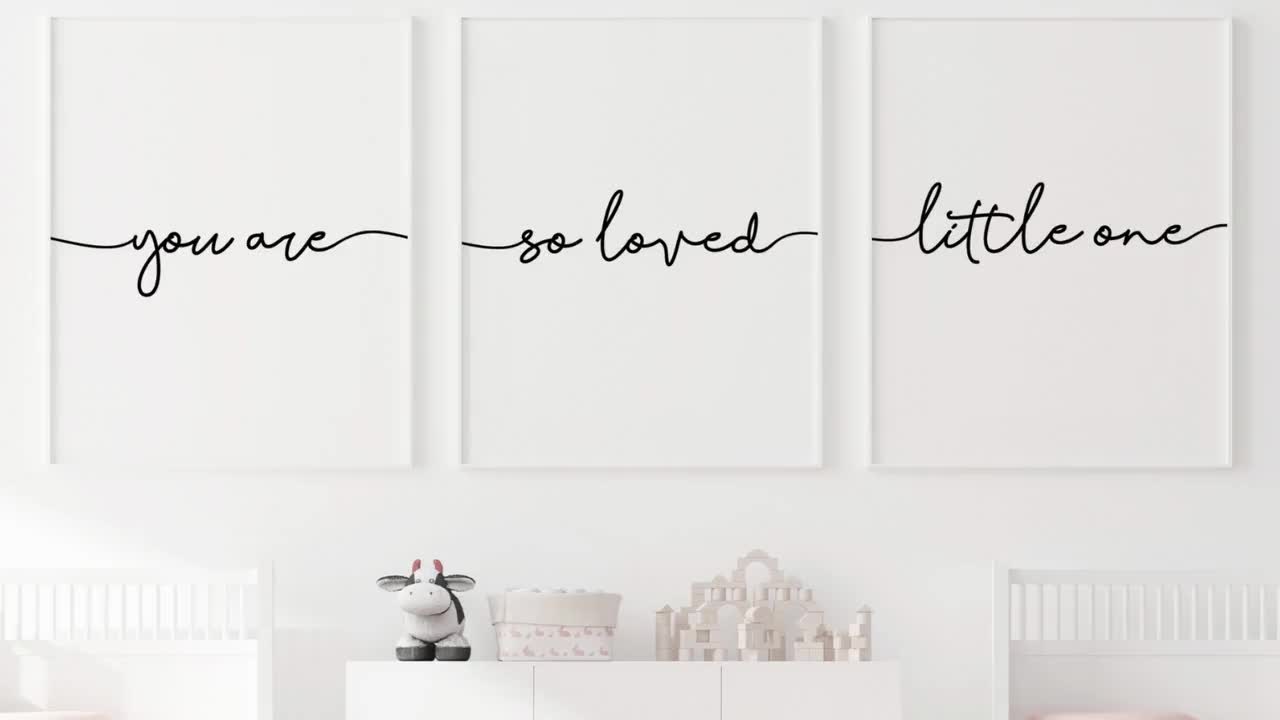 Nursery Prints Set of 3 Girl Boy Baby Room Pictures Wall Art Decor 