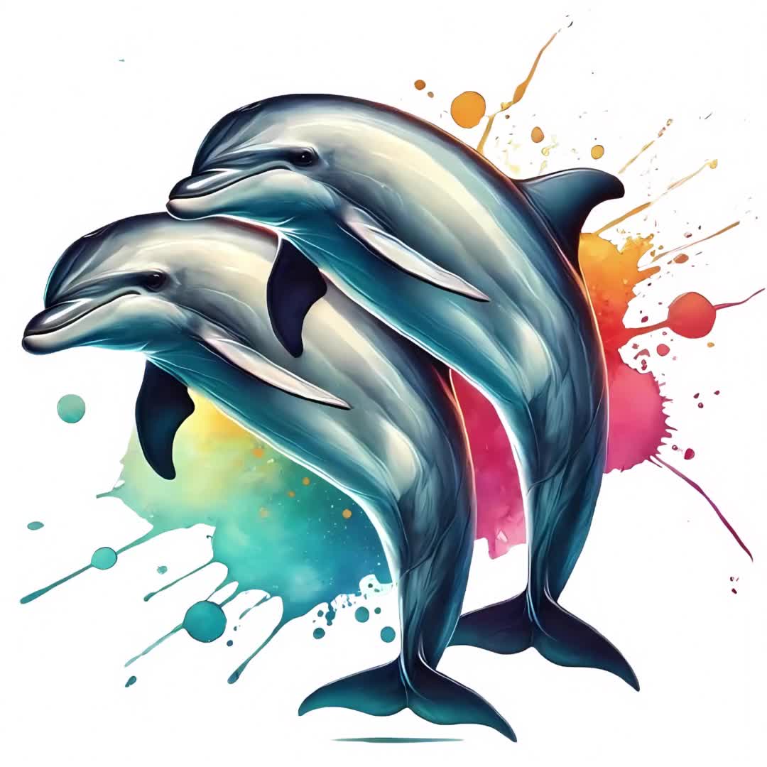 Dolphin Clipart | 11 High-quality Jpgs | Playful Dolphin Duo