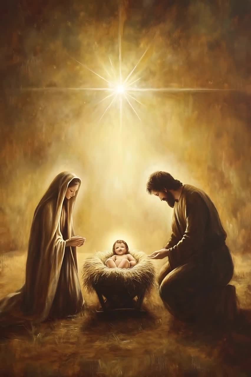 キリスト降誕の場面のプリント：ベツレヘムのイエス、キリスト教の