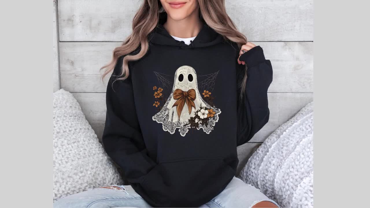 Lace Ghost Halloween Sweatshirt, Coquette Halloween Sweater
