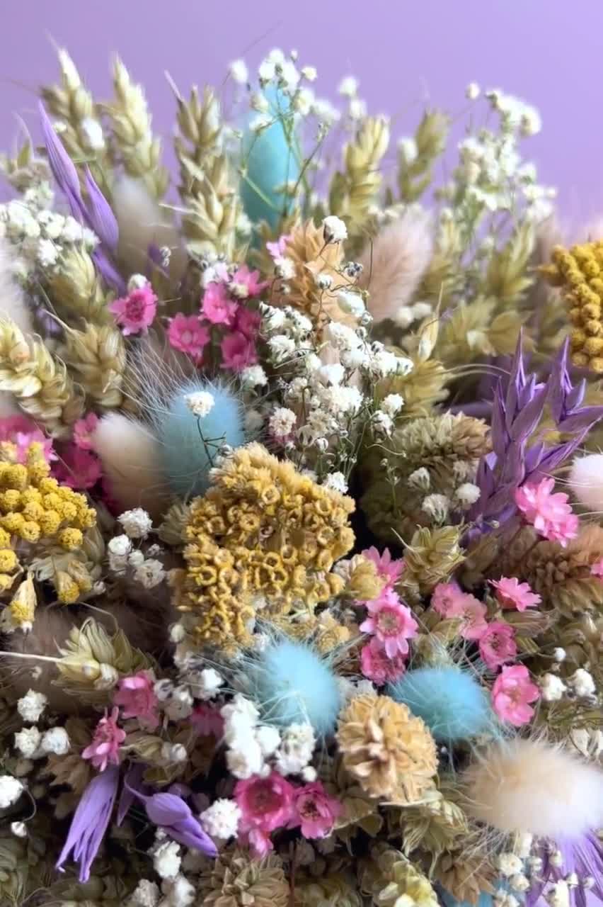 Colorful Pastel Bouquet of Dried Flowers - 4-16