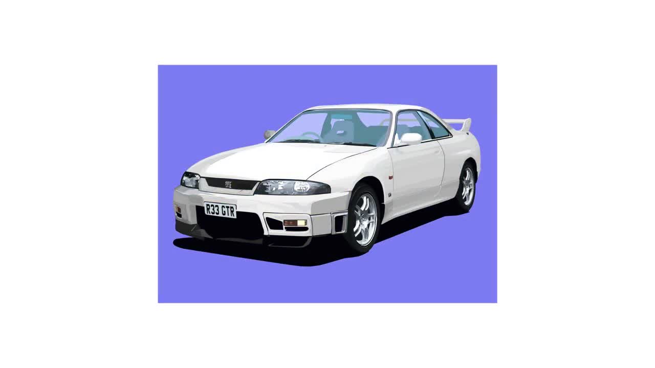 ポスター - 日産スカイライン GTR R33 - ベクターアート - 非常に詳細