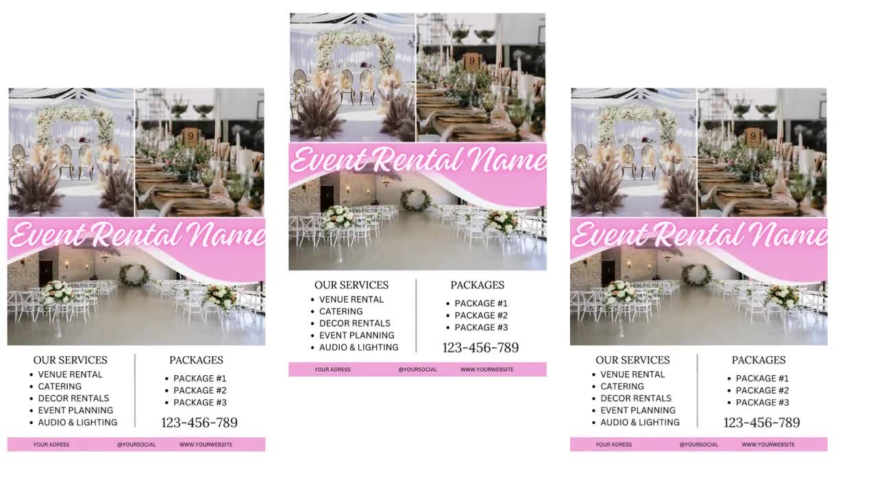 Party Rental Flyer Venue Rental Event Space Flyer Business Flyer Templet Event Rentals Flyer Venue Rental Offer Party Venue Rental Flyer video poster
