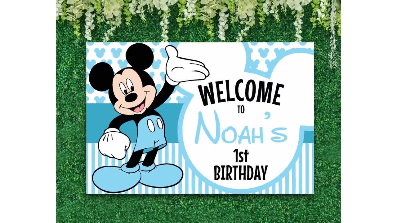 Mickey Mouse Birthday Backdrop | Custom Blue Party Decoration (Digital Download) video poster