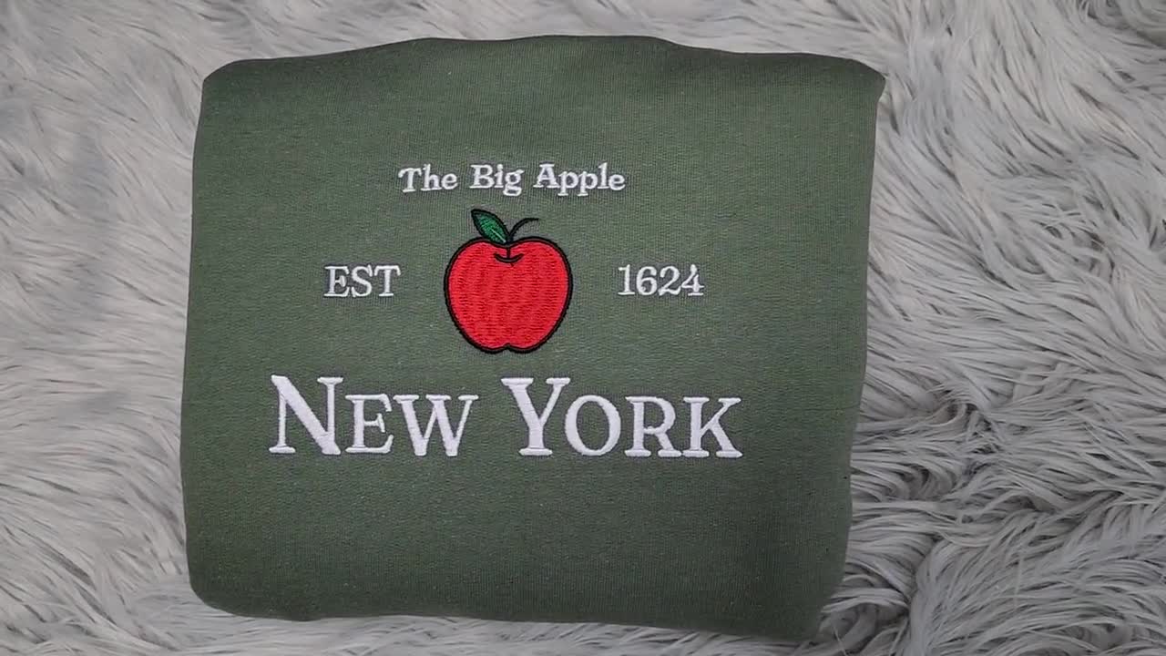 Vintage New York City Hoodie NYC Big Apple Embroidered