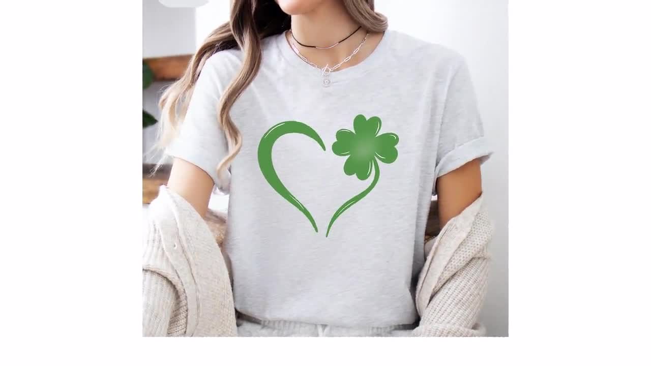 Four Leaf Clover Heart Tee Shirt Lucky Tee Shirt Four Leaf Clover Heart Tee Shirt Lucky Tee Shirt
