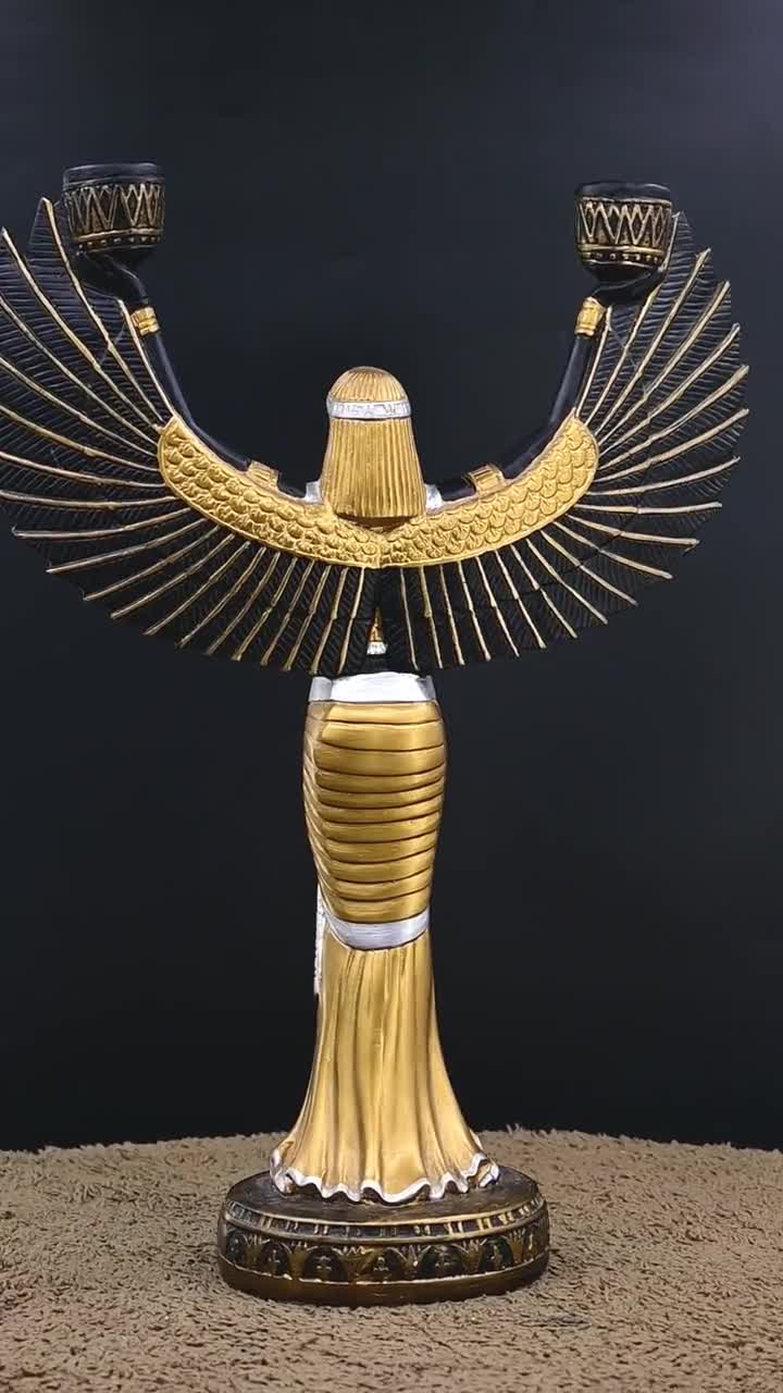 エジプトの女神イシスの大きな開いた翼の燭台（2色）エジプト製 - Etsy