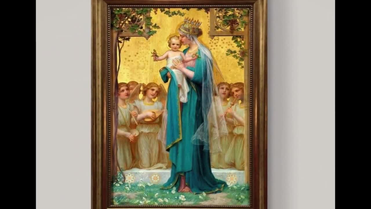 ブラシストロークテクスチャの聖母子キャンバスプリント、ヴィンテージ