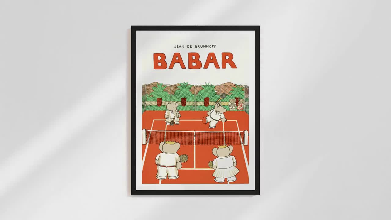 Babar en Tennis 1990年 ブリュノフ アートポスター Babar en Tennis 1990年（ジャン ド ブリュノフ） ポスター販売