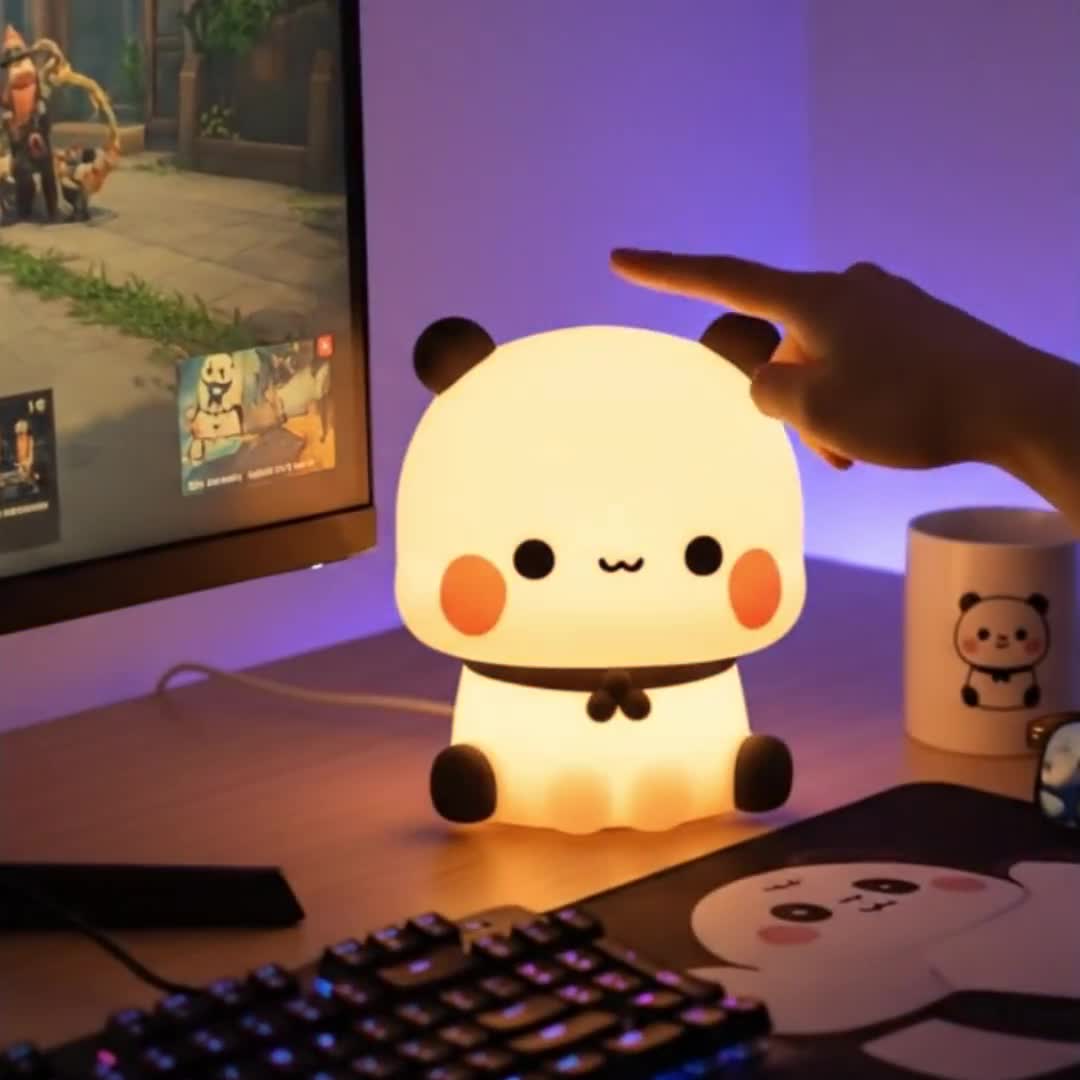 Dhqkqg Bubu Dudu Nachtlampdecoratie, siliconen panda licht, panda touch licht