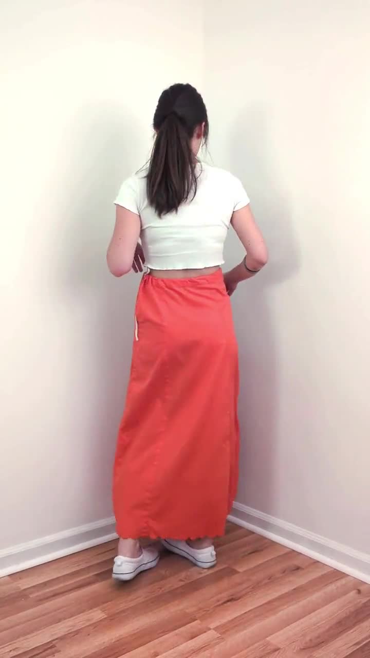 ORANGE MAXI SKIRT Flowy Long Dress Soft Comfy Plus Size Long