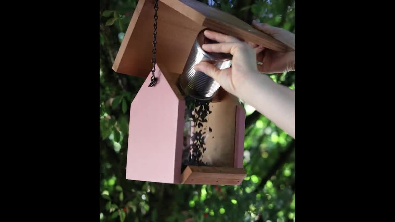 Handcrafted Cedar Bird Feeder: Hanging Songbird Feeder video poster