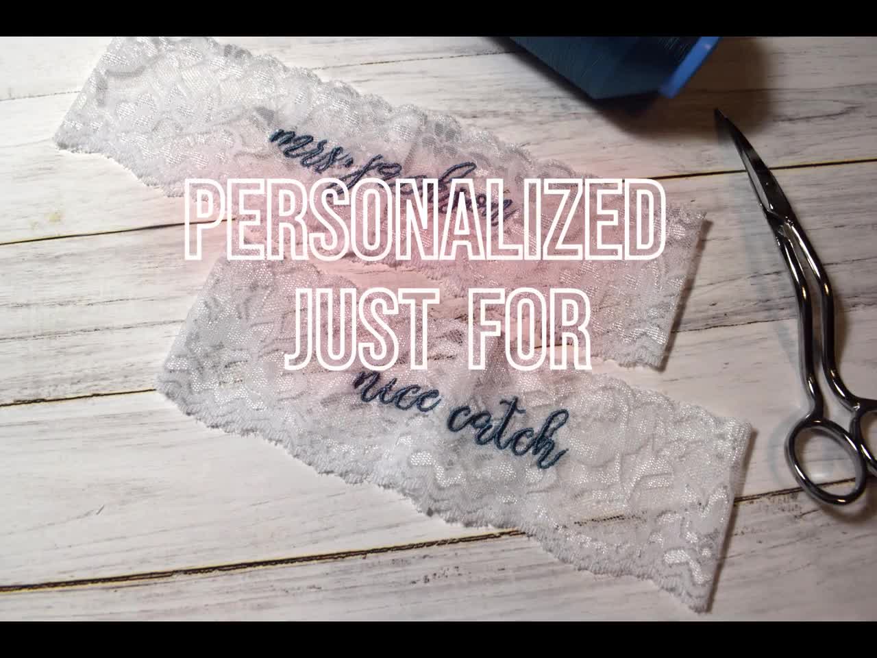 Personalized Lace Wedding Garter Set: Embroidered Keepsake, Something Blue video poster