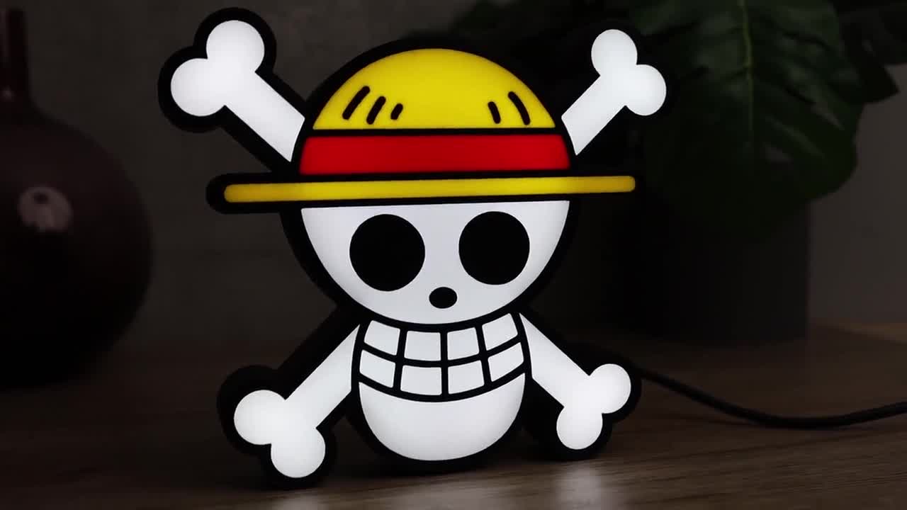 One Piece Pirate Logo LED Sign: Anime Gift, USB Powered Night