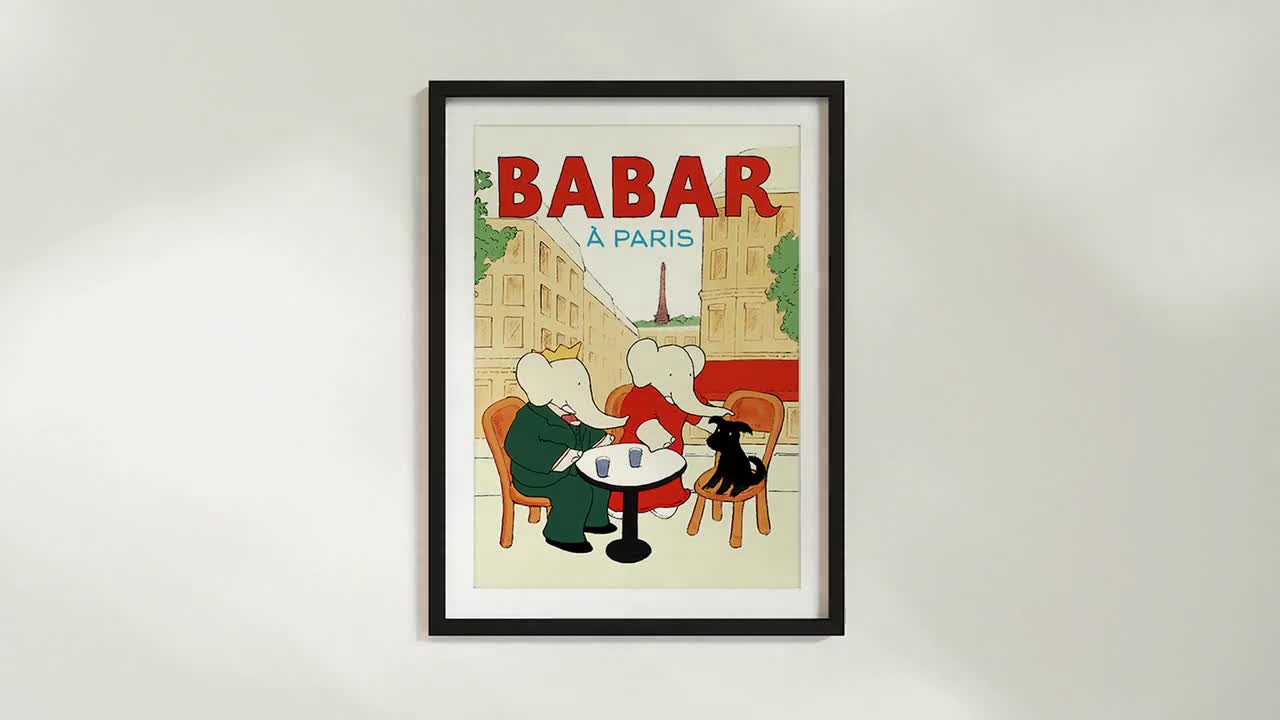 Babar in Paris Babar Poster Babar Print Babar Wall Art Babar