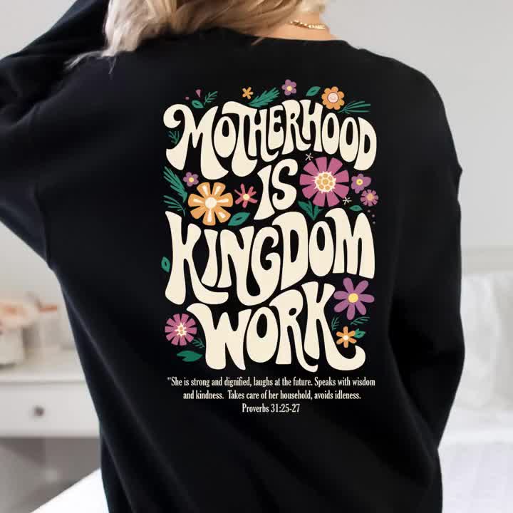 Motherhood is Kingdom Work Sweatshirt, Christian Mom Shirt, Retro Christian Mom T Shirt, Christian Mothers Day Shirt, Bible Shirt video poster