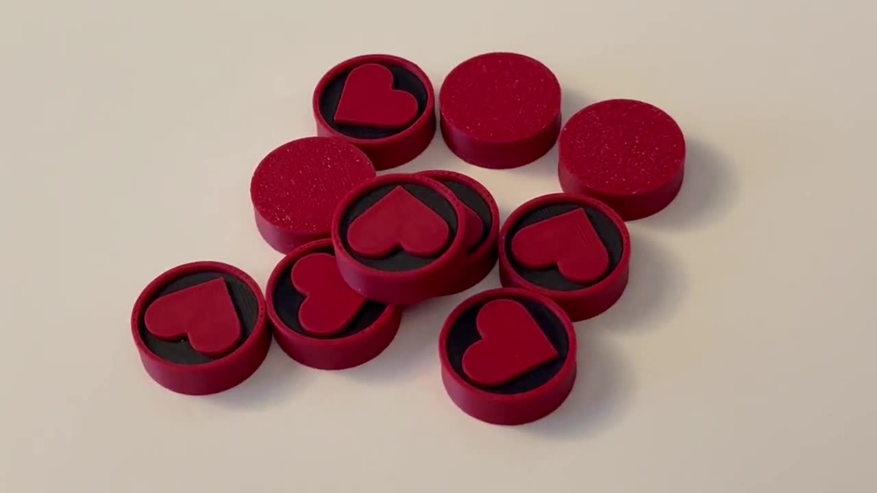 Fichas genéricas para el juego del corazón – Piezas de juego de mesa impresas en 3D video poster