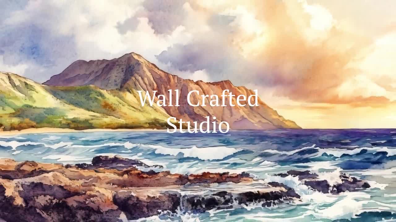 ココヘッドの絵画、ハワイ沿岸の海の壁掛けアート、ハワイの夏の山の
