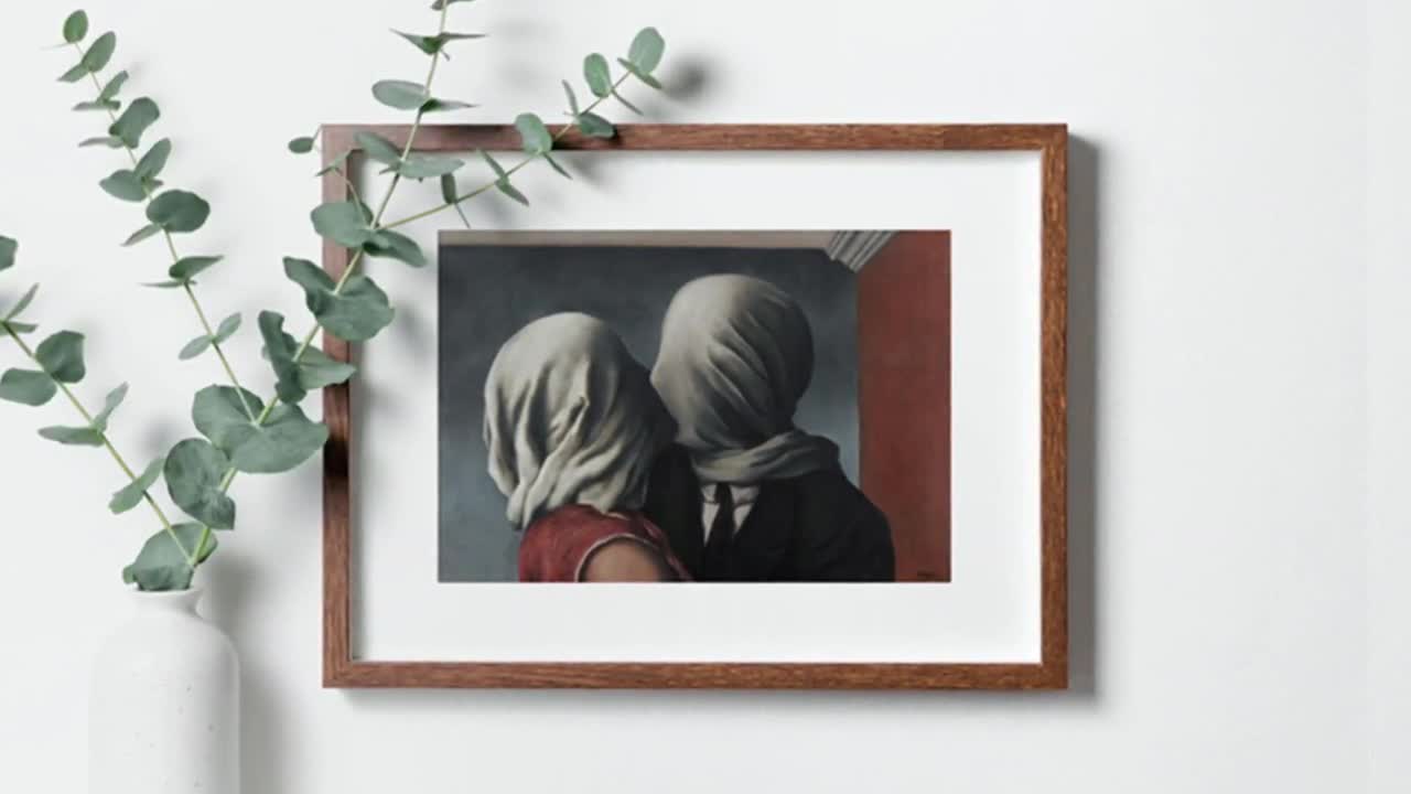 額装済/Les Amants (The Lovers)（ルネ マグリット） 印刷物