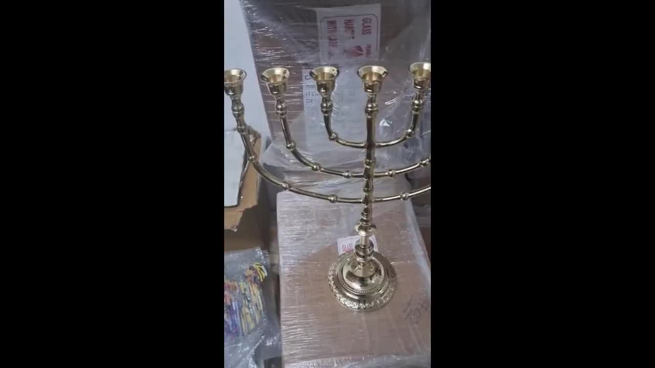 真鍮製の7枝の聖書寺院のレプリカのメノーラー、聖地の贈り物の